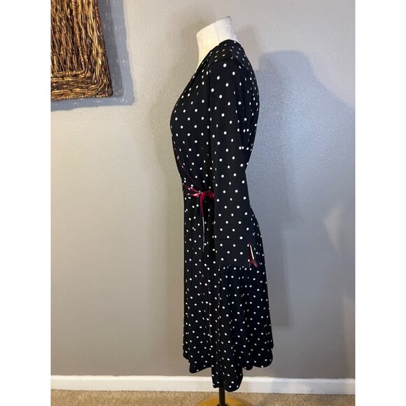 WHBM Medium M Reversible Floral Dot Faux Wrap Dress No Belt - Picture 6 of 15